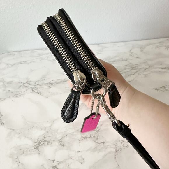 Coach Multicolor Zigzag Zip Wristlet - Yellow, Pink, Black, Tan, White - Picture 4 of 14